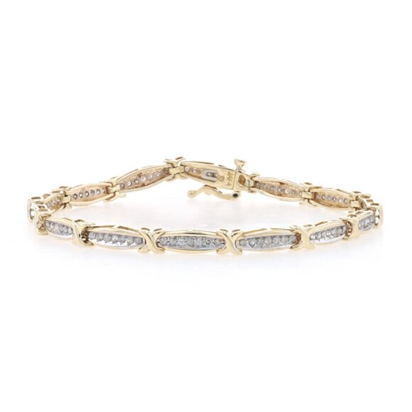 Yellow Gold Diamond Link Bracelet 7 1/2" - 10k Single Cut 1.40ctw
